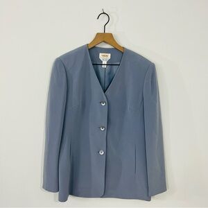 Talbots Petite Pure 100% Silk Blazer Jacket With Three Buttons Muted Sky Blue
